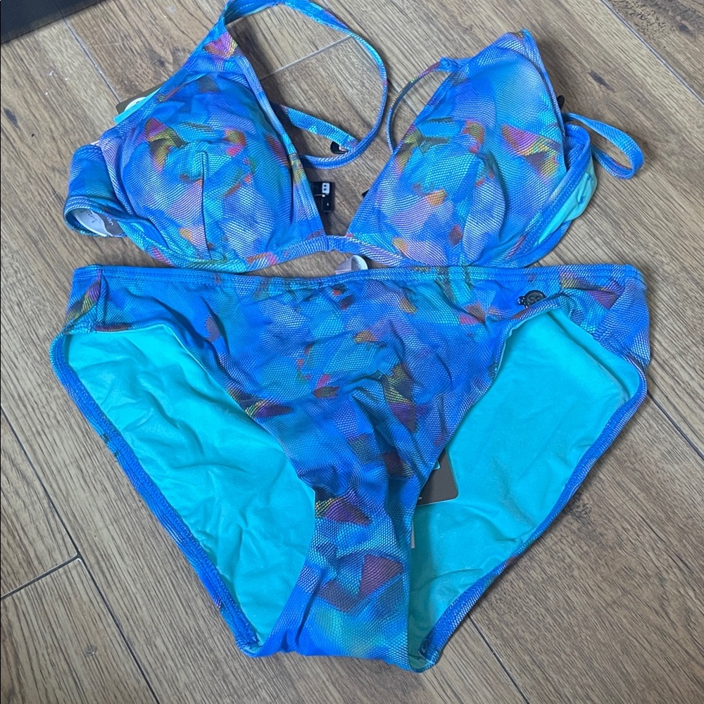 Vibrant Blue and Multicolor Bikini Set
